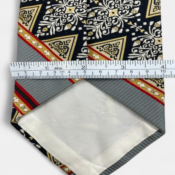 Barini Tie Vintage 1970's Wide Polyester Disco Loud Mod Striped Geometric Gray - Picture 5 of 6